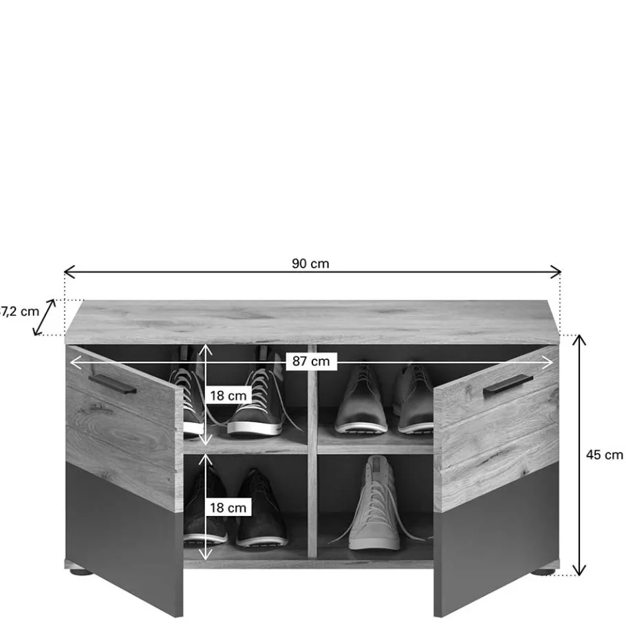 Sale Schuhbank in Wildeiche & Grau 90 cm - Catamaron Sitzbank