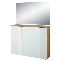 Clearance Schuhschrank & Wandspiegel Set Reestyl in Eiche Dekor (zweiteilig) Garderoben