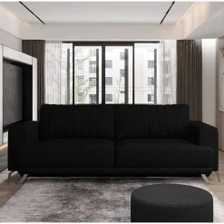 Schwarze Bettcouch mit zwei Sitzplätzen - Vaney Sofas