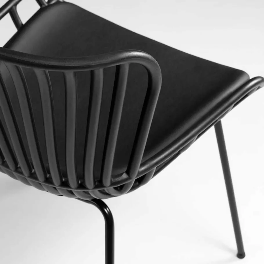 Outlet Schwarze Esszimmerstühle mit Polster - Pavias (4er Set) Stühle