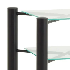 Schwarzer Metall Nachttisch Frisata mit zwei Glasplatten Kommoden