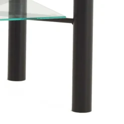 Schwarzer Metall Nachttisch Frisata mit zwei Glasplatten Kommoden