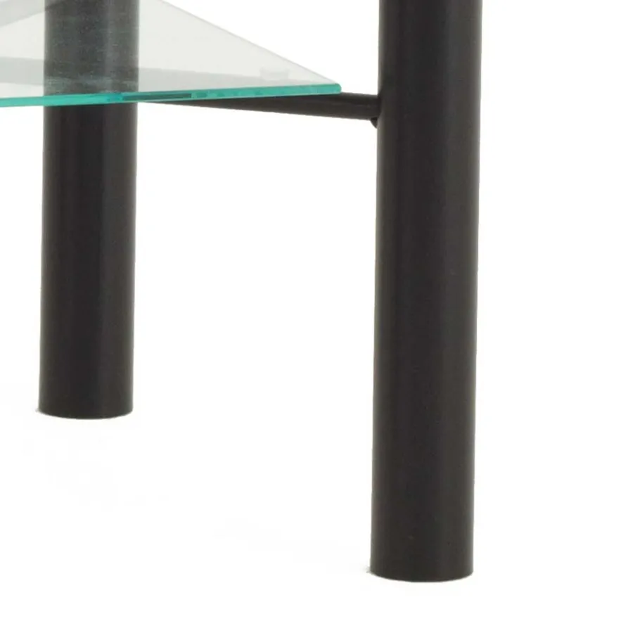 Schwarzer Metall Nachttisch Frisata mit zwei Glasplatten Kommoden