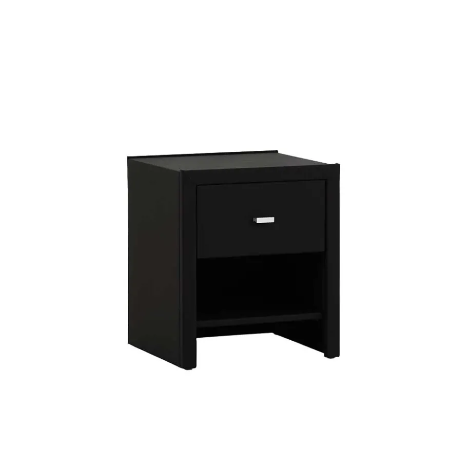 Schwarzer Nachttisch Magross mit Webstoff Bezug Kommoden