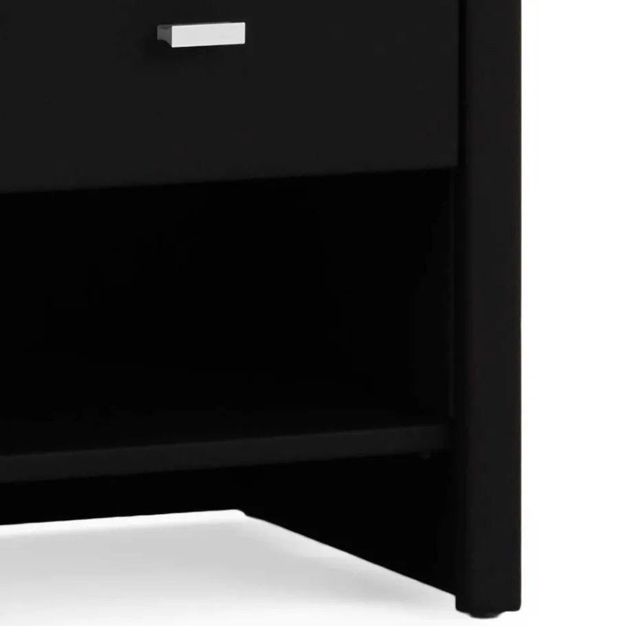 Schwarzer Nachttisch Magross mit Webstoff Bezug Kommoden