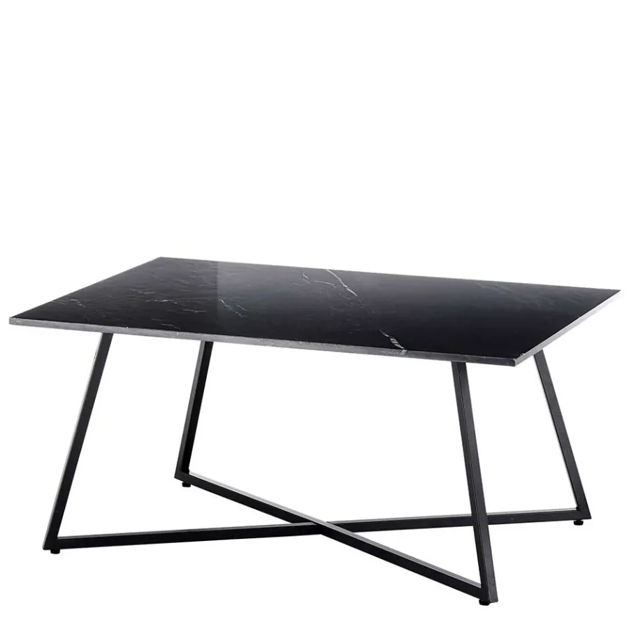 Schwarzer Wohnzimmer Sofatisch mit Marmorplatte - Anyala Tische
