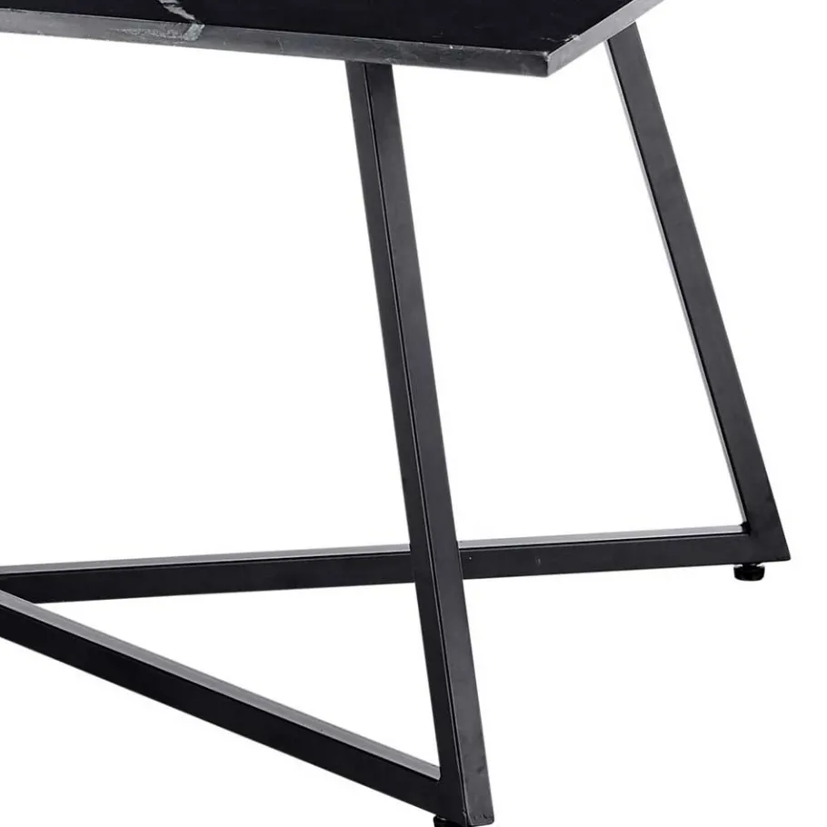 Schwarzer Wohnzimmer Sofatisch mit Marmorplatte - Anyala Tische