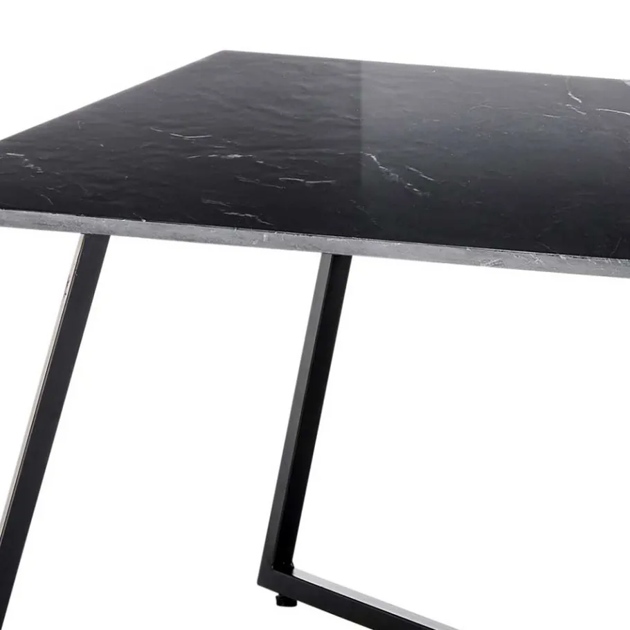 Schwarzer Wohnzimmer Sofatisch mit Marmorplatte - Anyala Tische