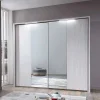 Sale Schwebetüren Kleiderschrank Arneta in Weiß Lärche Dekor Kleiderschränke