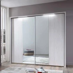 Sale SchwebetĂŒren Kleiderschrank Arneta in WeiĂ LĂ€rche Dekor KleiderschrĂ€nke