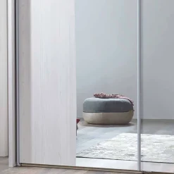 Sale Schwebetüren Kleiderschrank Arneta in Weiß Lärche Dekor Kleiderschränke