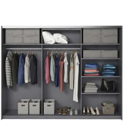 Sale Schwebetüren-Kleiderschrank in Eiche Grau - Carika Kleiderschränke|Schränke