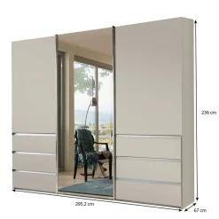 Sale Schwebetüren-Kleiderschrank in Champagner - Nafissa Kleiderschränke|Schränke