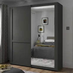 Sale SchwebetĂŒrenschrank in Dunkelgrau foliert - Mataram KleiderschrĂ€nke