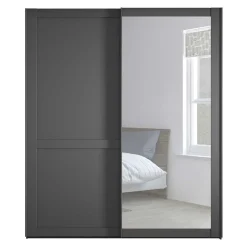 Sale Schwebetürenschrank in Dunkelgrau foliert - Mataram Kleiderschränke