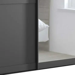 Sale Schwebetürenschrank in Dunkelgrau foliert - Mataram Kleiderschränke