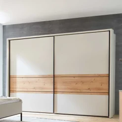 Sale Schwebetürenschrank in Eiche Bianco & Beige - Kezmina Kleiderschränke