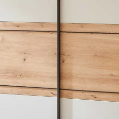 Sale Schwebetürenschrank in Eiche Bianco & Beige - Kezmina Kleiderschränke