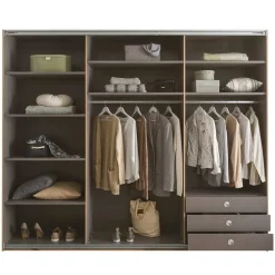 Sale Schwebetürenschrank in Grau und Wildeiche Hell - Simple Kleiderschränke|Schränke