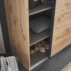 Sale Schwebetürenschrank in Grau und Wildeiche Hell - Simple Kleiderschränke|Schränke