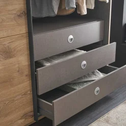 Sale Schwebetürenschrank in Grau und Wildeiche Hell - Simple Kleiderschränke|Schränke