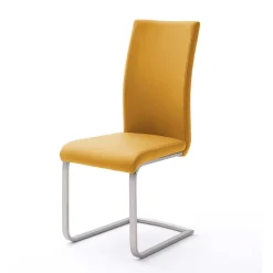 Outlet Schwingstuhl in Curry Gelb Kunstleder Ericova mit Edelstahl Gestell (4er Set) Sessel|Stühle