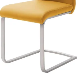 Outlet Schwingstuhl in Curry Gelb Kunstleder Ericova mit Edelstahl Gestell (4er Set) Sessel|Stühle