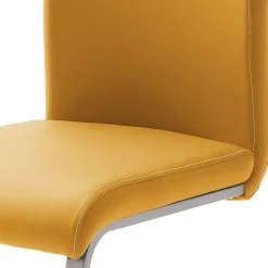 Outlet Schwingstuhl in Curry Gelb Kunstleder Ericova mit Edelstahl Gestell (4er Set) Sessel|Stühle