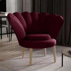Sessel im Muscheldesign in Bordeaux Rot - Catuella Sessel