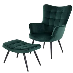 Sessel mit Fußhocker aus Samt - Andra (zweiteilig) Sessel