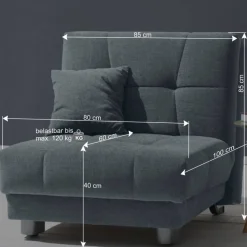 Best Sessel mit Schlaffunktion in Petrol & Alu - Samuele Sofas