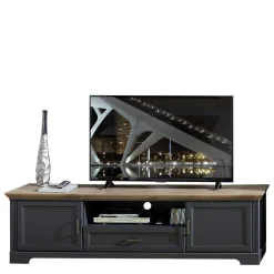 Clearance Set TV Lowboard & Vitrine in Grau - Thumbs (zweiteilig) Wohnwände