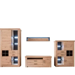 Clearance Set Wohnmöbel in Dekor Eiche - Wykina (vierteilig) Wohnwände