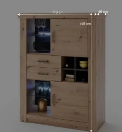 Clearance Set Wohnmöbel in Dekor Eiche - Wykina (vierteilig) Wohnwände