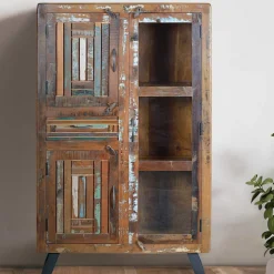 Sale Shabby Chic Vitrinenschrank aus Recyclingholz - Tunar Highboards|Vitrinen