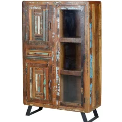 Sale Shabby Chic Vitrinenschrank aus Recyclingholz - Tunar Highboards|Vitrinen