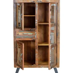 Sale Shabby Chic Vitrinenschrank aus Recyclingholz - Tunar Highboards|Vitrinen
