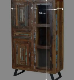 Sale Shabby Chic Vitrinenschrank aus Recyclingholz - Tunar Highboards|Vitrinen