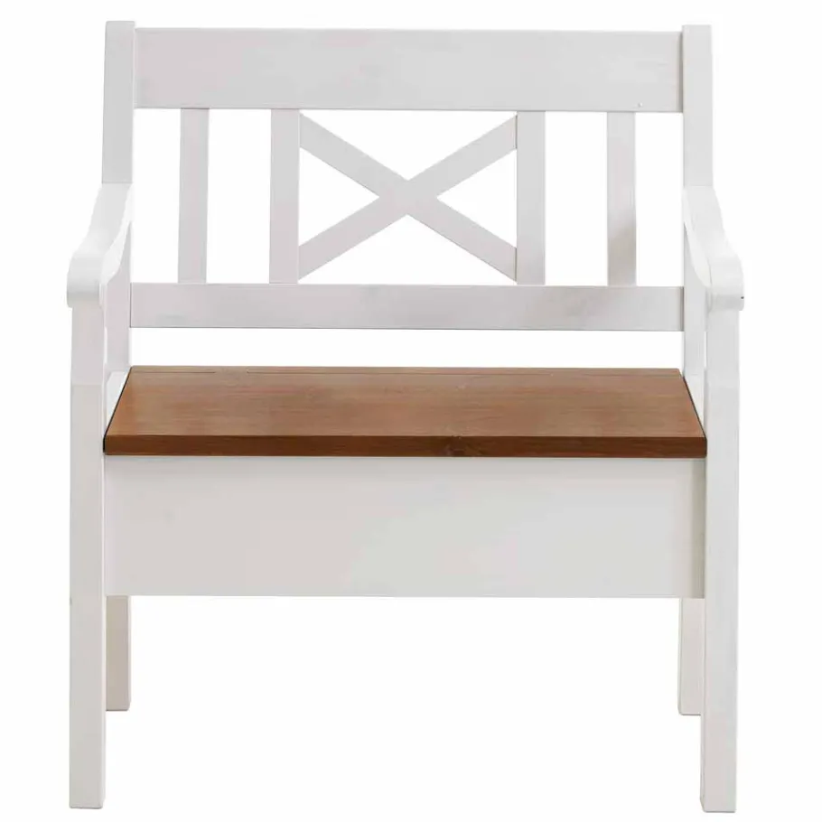 Outlet Sitzbank Barlad in Weiß Bernsteinfarben Sitzbank