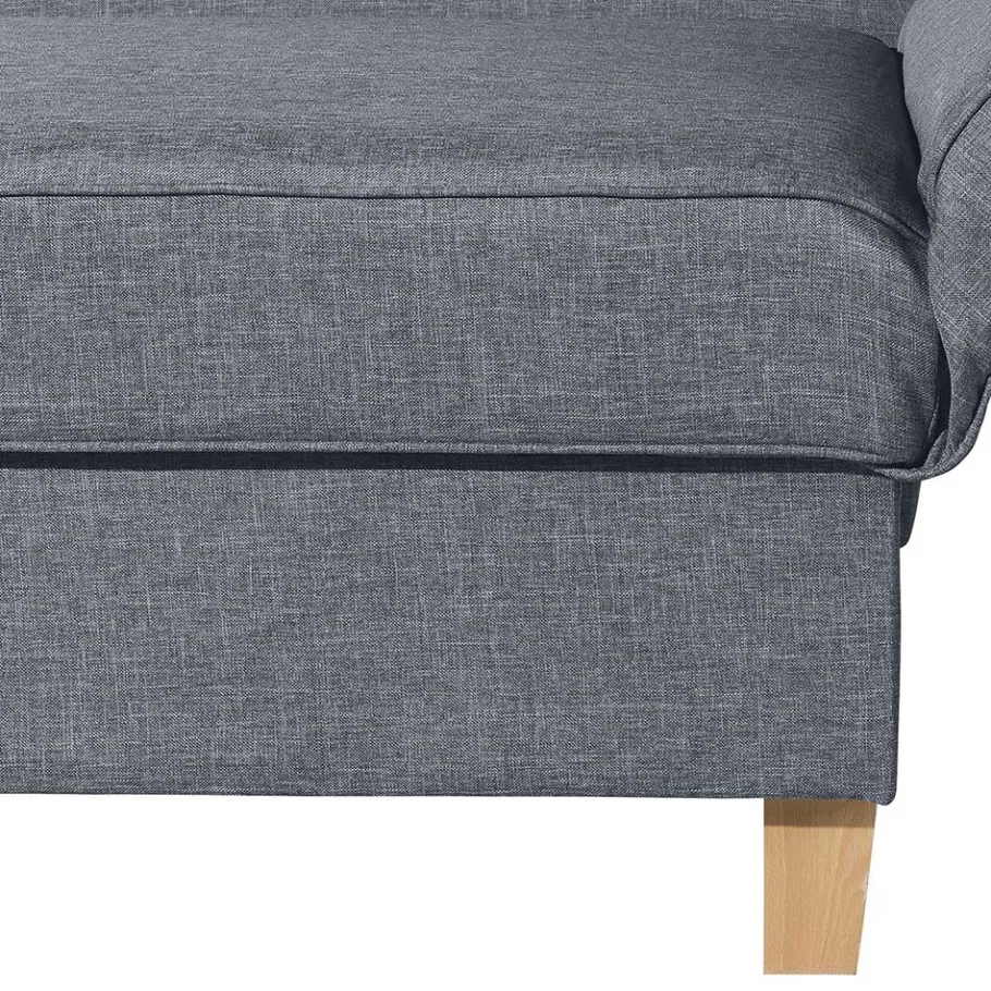 3-Sitzer Recamiere in Jeansblau mit Buche - Foresta Sofas