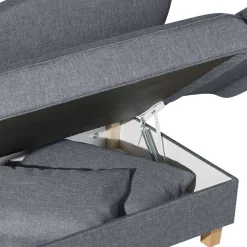 3-Sitzer Recamiere in Jeansblau mit Buche - Foresta Sofas