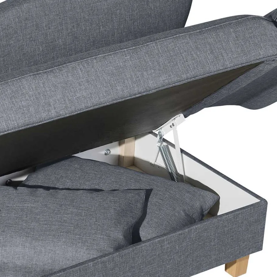 3-Sitzer Recamiere in Jeansblau mit Buche - Foresta Sofas