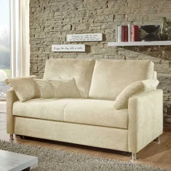 2-Sitzer Wohnzimmercouch in Creme - ausklappbar - Elsaro Sofas