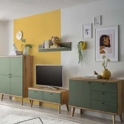 Best Skandi Anbauwand-Möbel in Graugrün - Oliva (vierteilig) Wohnwände