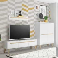 Outlet Skandi Design Wohnwand Möbel Set - Ginko (dreiteilig) Wohnwände