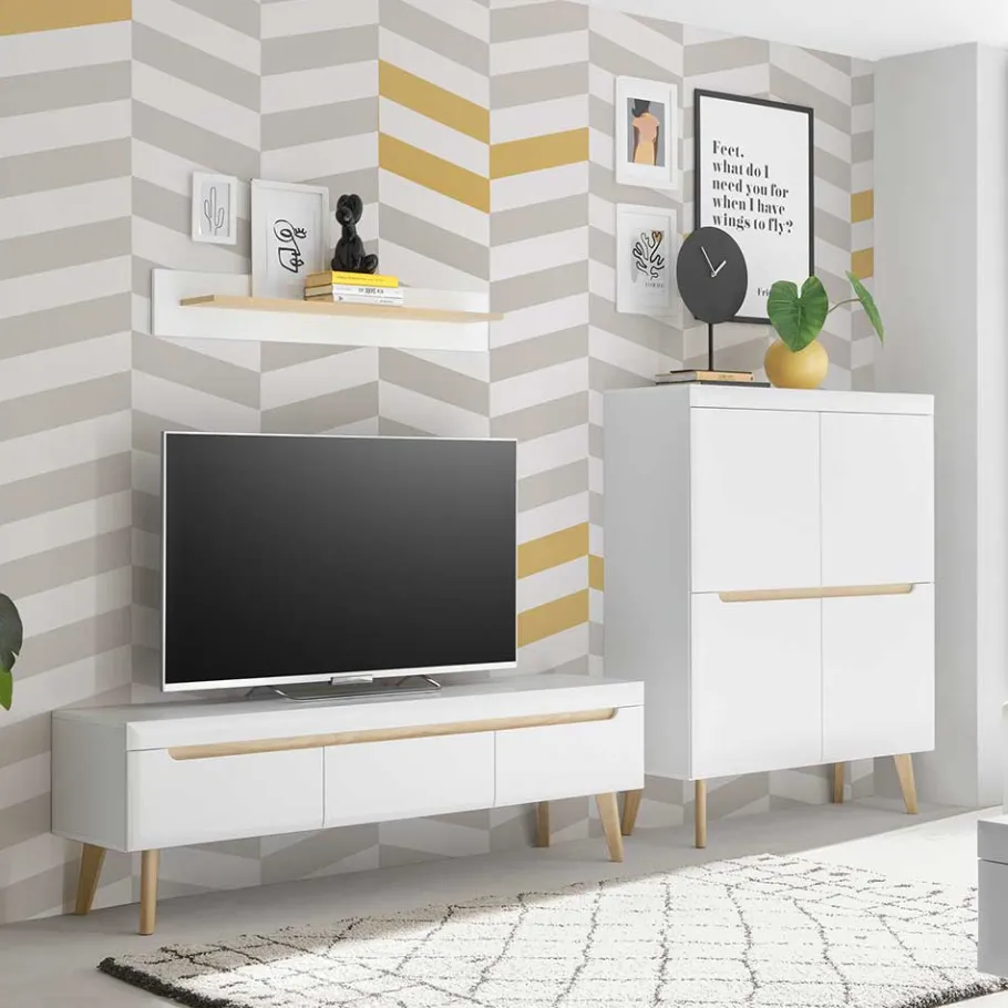 Outlet Skandi Design Wohnwand Möbel Set - Ginko (dreiteilig) Wohnwände