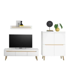 Outlet Skandi Design Wohnwand Möbel Set - Ginko (dreiteilig) Wohnwände