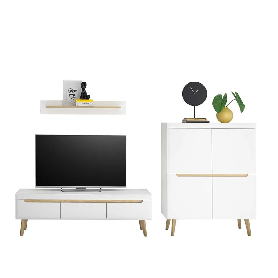 Outlet Skandi Design Wohnwand Möbel Set - Ginko (dreiteilig) Wohnwände