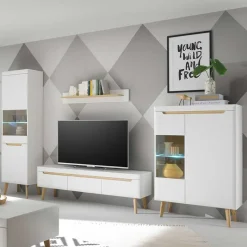 Discount Skandi Designmöbel Wohnwand Set - Ginko (vierteilig) Wohnwände