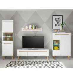 Discount Skandi Designmöbel Wohnwand Set - Ginko (vierteilig) Wohnwände